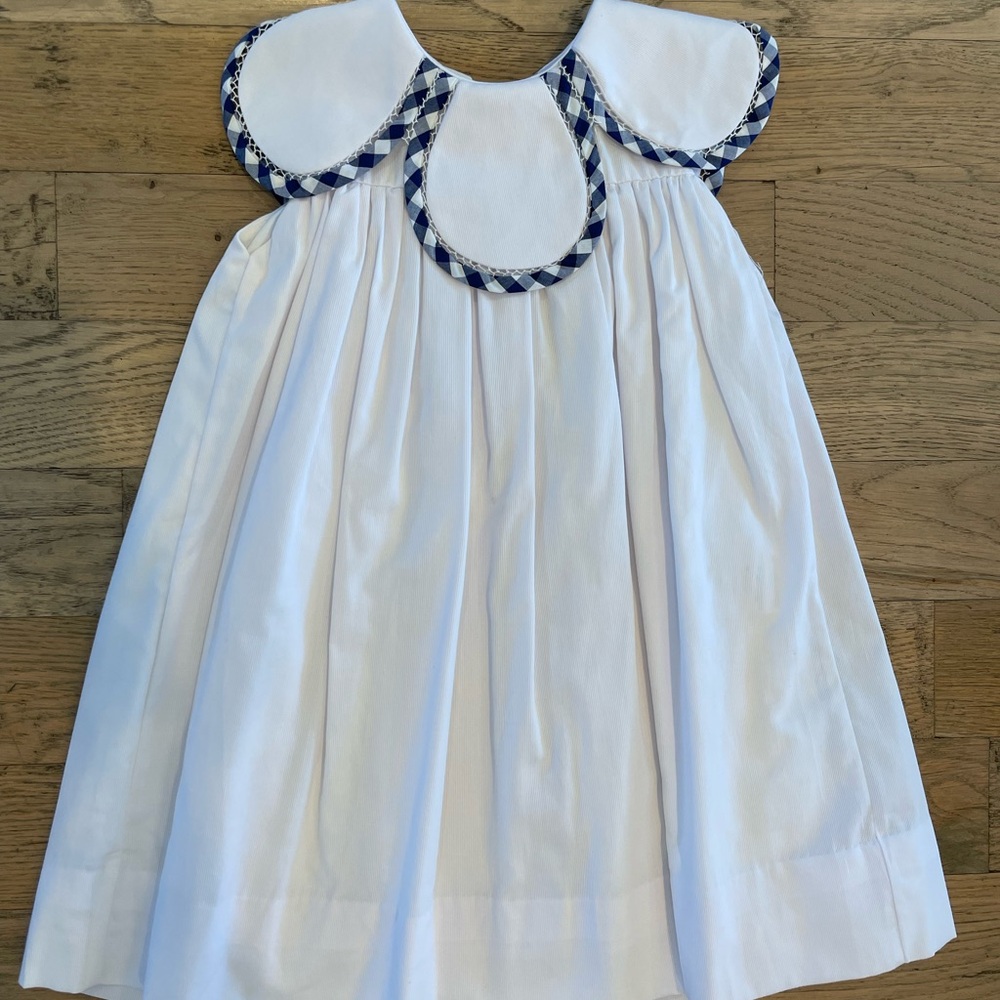 Elegant White Kids Dress with Blue Accents